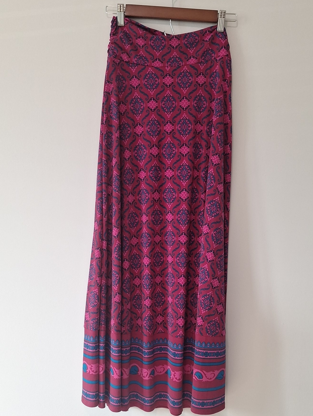 Magnolia Grace Pink and Blue Printed Maxi Skirt